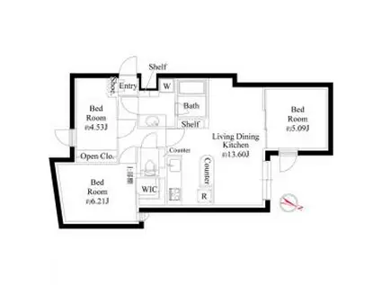 グランパセオ代々木上原(3LDK/2階)の間取り写真