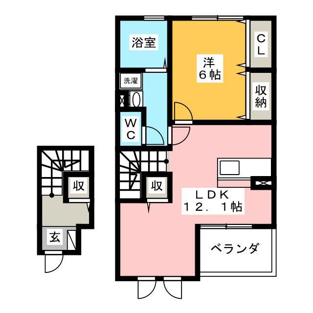カルペスターレ(1LDK/2階)の間取り写真