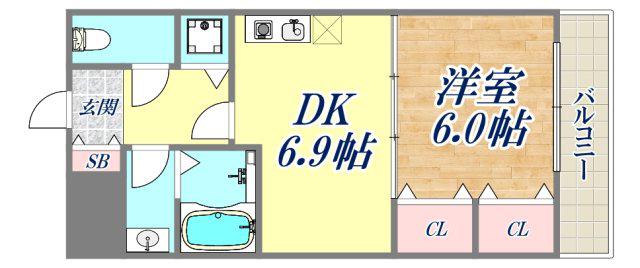 大谷町アネックス(ワンルーム/4階)の間取り写真