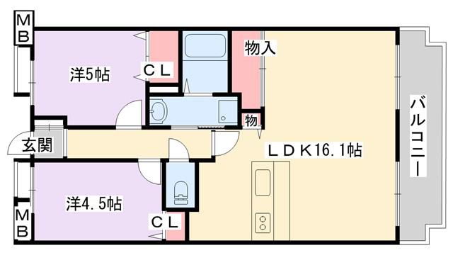 グレースコート香里園(2LDK/3階)の間取り写真