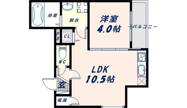 GRANDIR新深江(1LDK/3階)の間取り写真