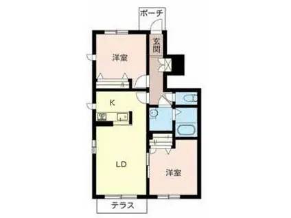 クレスト下加茂(2LDK/1階)の間取り写真