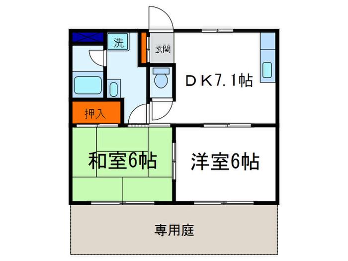 上阿達谷口マンション(2DK/1階)の間取り写真