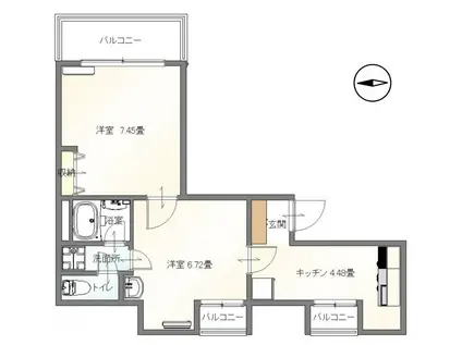 センタービル(2K/6階)の間取り写真