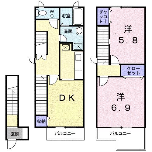 さくらヒルズII(2LDK/1階)の間取り写真