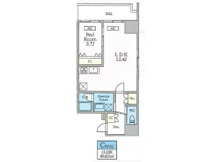 シャントロワ曙橋(1LDK/7階)の間取り写真