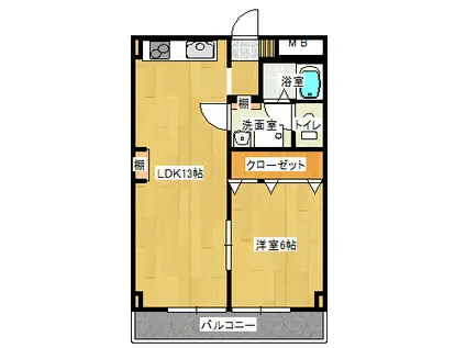 グリーンアベニュー(1LDK/3階)の間取り写真