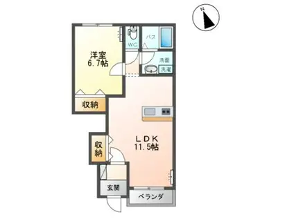 ルミエール・ド・ソレイユ(1LDK/1階)の間取り写真