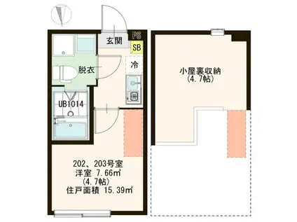 東武伊勢崎線 西新井駅 徒歩6分 2階建 築5年(1K/2階)の間取り写真