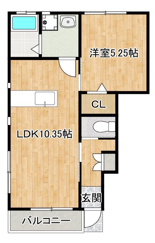 リリーコート(1LDK/1階)の間取り写真