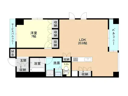 ブライトウォール大手前(1LDK/8階)の間取り写真