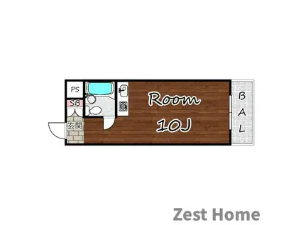 ラ・ヴェリタ武庫川(ワンルーム/2階)の間取り写真