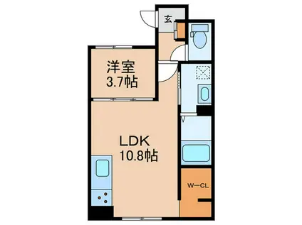 シャインラッシュI(1LDK/1階)の間取り写真