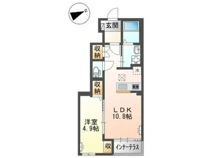 ナバーナIII取手(1LDK/1階)の間取り写真