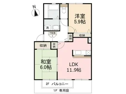 フォブールマルサンA・B・C(2LDK/1階)の間取り写真