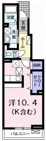 アルバ カーサI(ワンルーム/1階)の間取り写真
