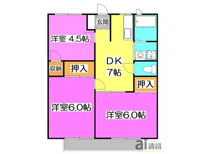 MKハイツ(3DK/2階)の間取り写真