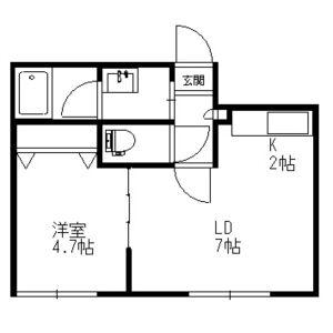 ベルクレール琴似II(1LDK/5階)の間取り写真