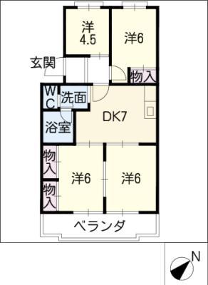 レスポワール石川A(4DK/1階)の間取り写真