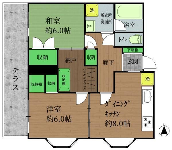レ・ユニオン(2SLDK/1階)の間取り写真