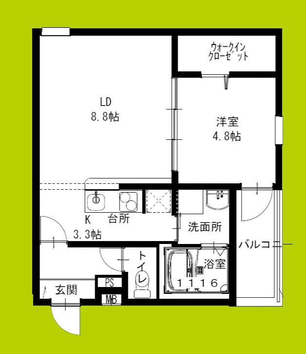 フジパレス高石駅南II番館(1LDK/1階)の間取り写真