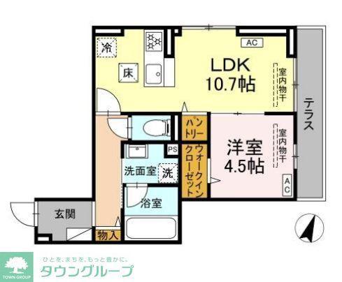 D PAINA ODORIBA(1LDK/1階)の間取り写真
