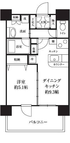 HF西新宿レジデンスイースト(1DK/2階)の間取り写真