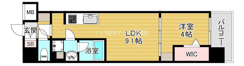 アーバネックス梅田中崎町(1LDK/7階)の間取り写真