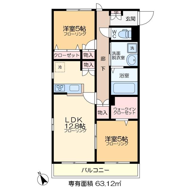 トーヨーメゾン小松川(2LDK/2階)の間取り写真