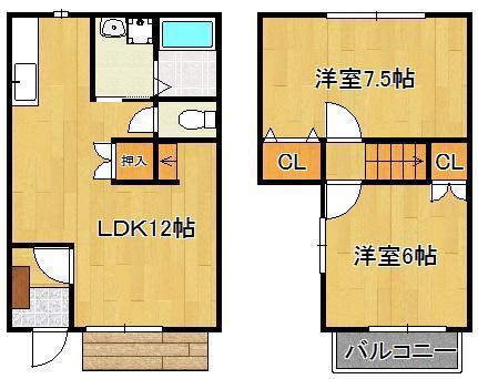 アヴェニールI(2LDK/1階)の間取り写真