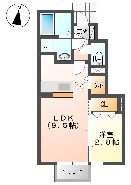 ファインビューIV(1LDK/2階)の間取り写真