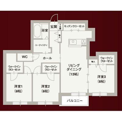 リアライズ松陰II(3LDK/1階)の間取り写真