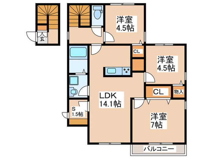 ブルームテラス(3SLDK/2階)の間取り写真