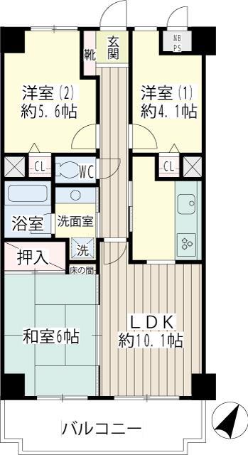 NICアーバンハイム上大岡プラザ(3LDK/7階)の間取り写真
