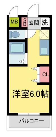 ユニテソリステ津門川(ワンルーム/5階)の間取り写真