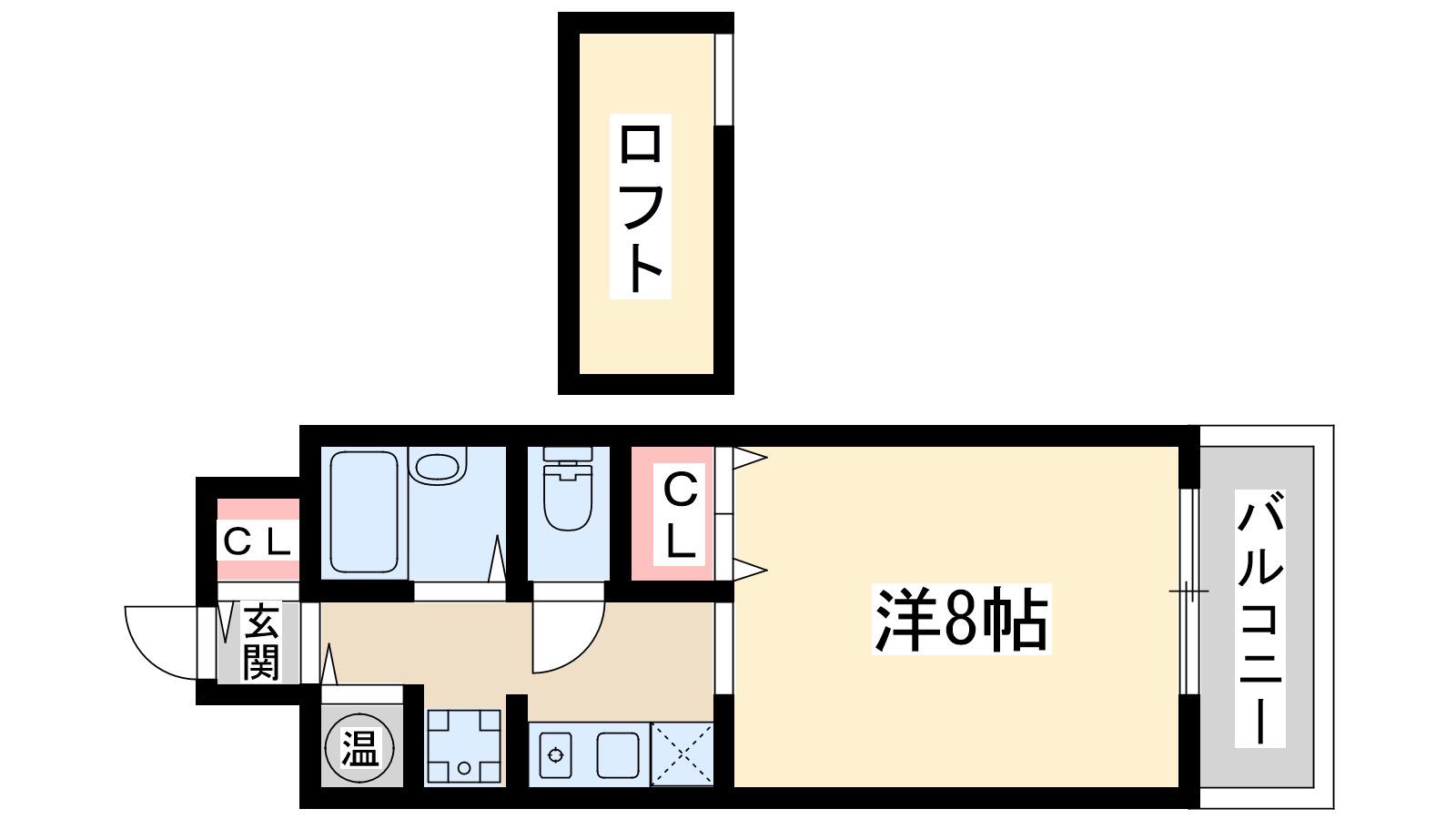 ミーールズ江坂(1K/2階)の間取り写真