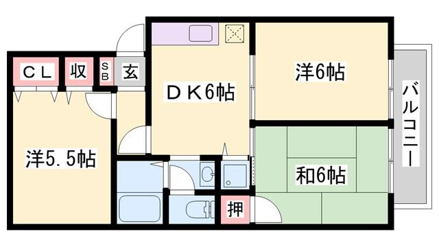 シャルマンイワイ(3DK/1階)の間取り写真