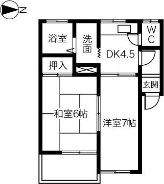 メゾン正木(1LDK/2階)の間取り写真