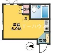 ベルハイム(ワンルーム/2階)の間取り写真