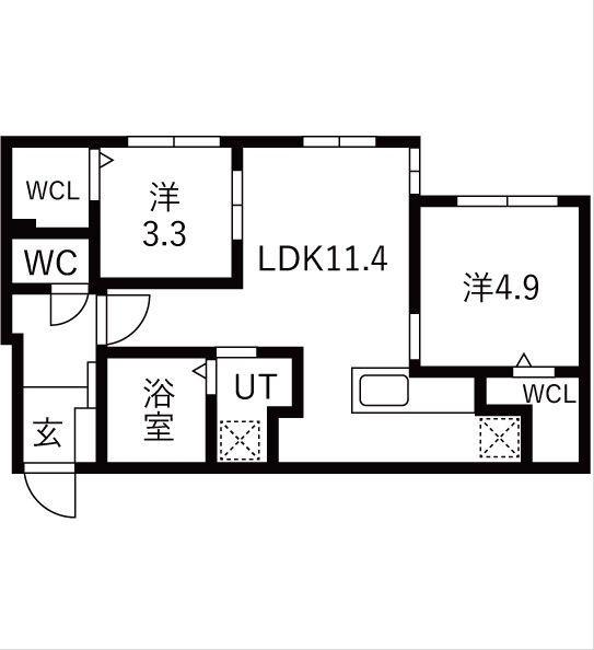 ラグランジュ円山(2LDK/1階)の間取り写真