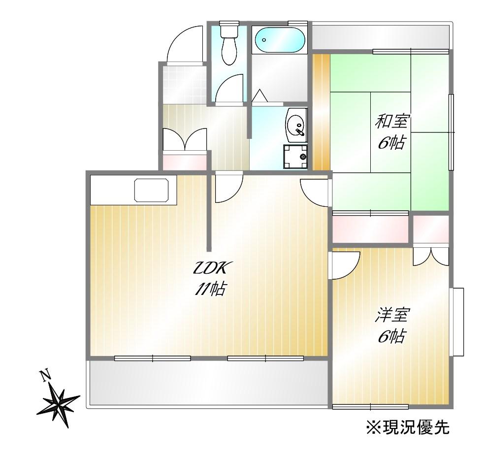 クレスト町田I(2LDK/2階)の間取り写真