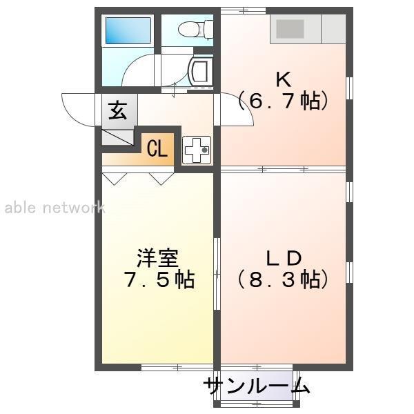 アネックスサトウ8(1LDK/2階)の間取り写真