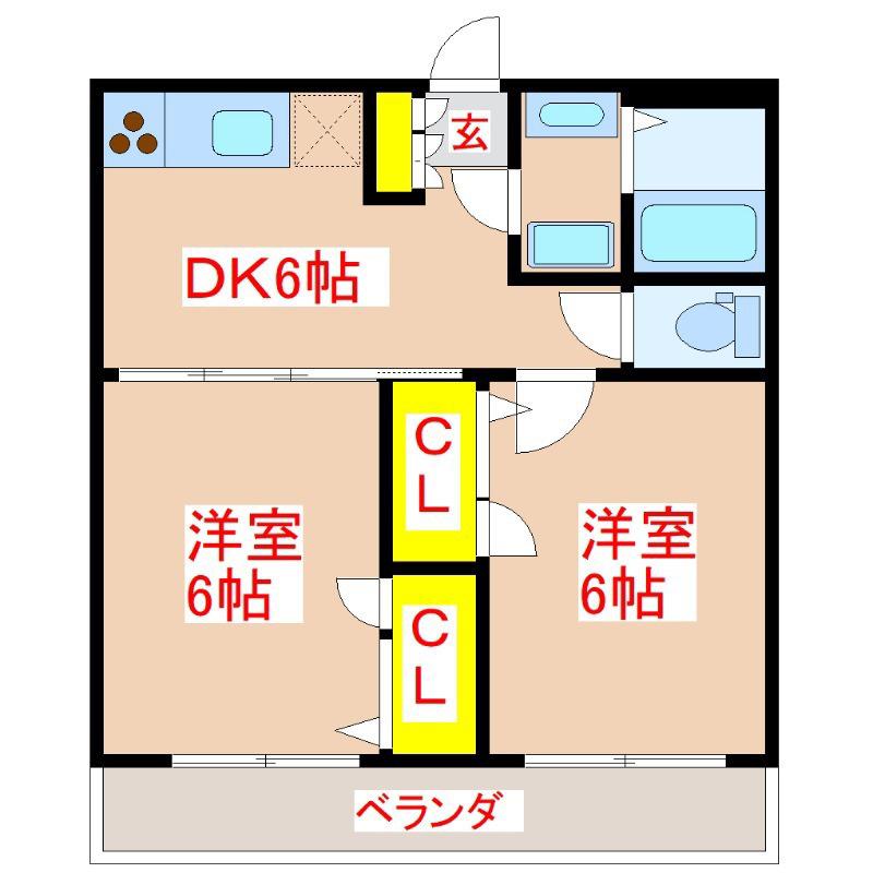 さくらヒルズ唐湊壱番館(2DK/5階)の間取り写真