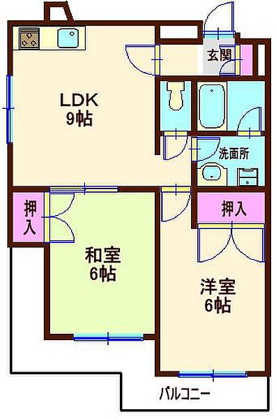 フェリースオオイシ(2LDK/3階)の間取り写真