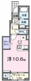 ホーリーガーデンIII(ワンルーム/1階)の間取り写真