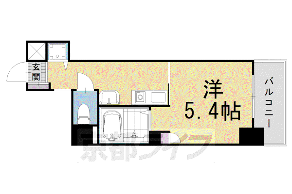 ライオンズマンション東洞院(1K/3階)の間取り写真