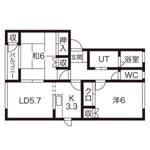 グランデ本館2番館(2LDK/2階)の間取り写真