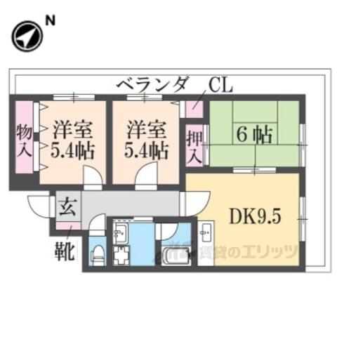 ジョイパレスチシロ(3DK/2階)の間取り写真