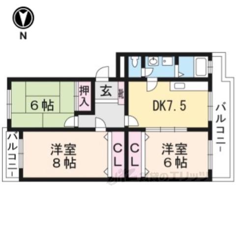 ポンパプラザ2(3DK/1階)の間取り写真