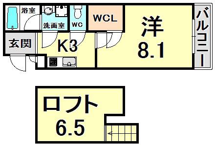 フジパレス上筒井通(1K/1階)の間取り写真